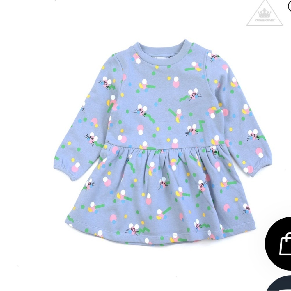 Blue Floral Long Sleeve Dress